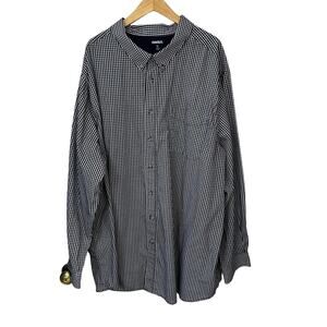 King Size Brand Shirt Mens 5XL Long Sleeve Button Down Big Tall Blue White Check